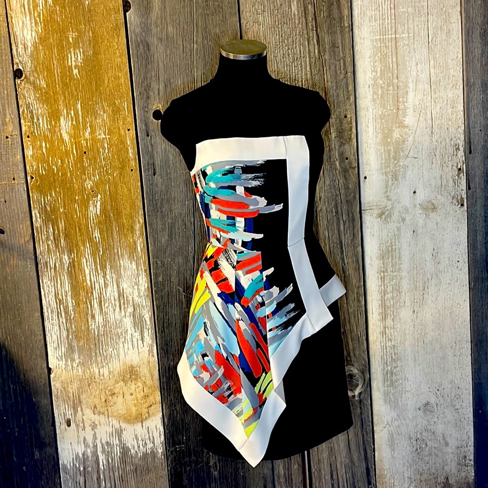Brand new BCBG Super classy fun retro dress has a bit of an offset A-line  (10)